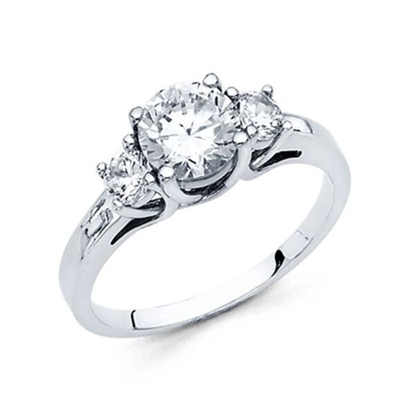 1.25-CT 3 Stone Trellis Cathedral Engagement Ring - Picture 1 of 8